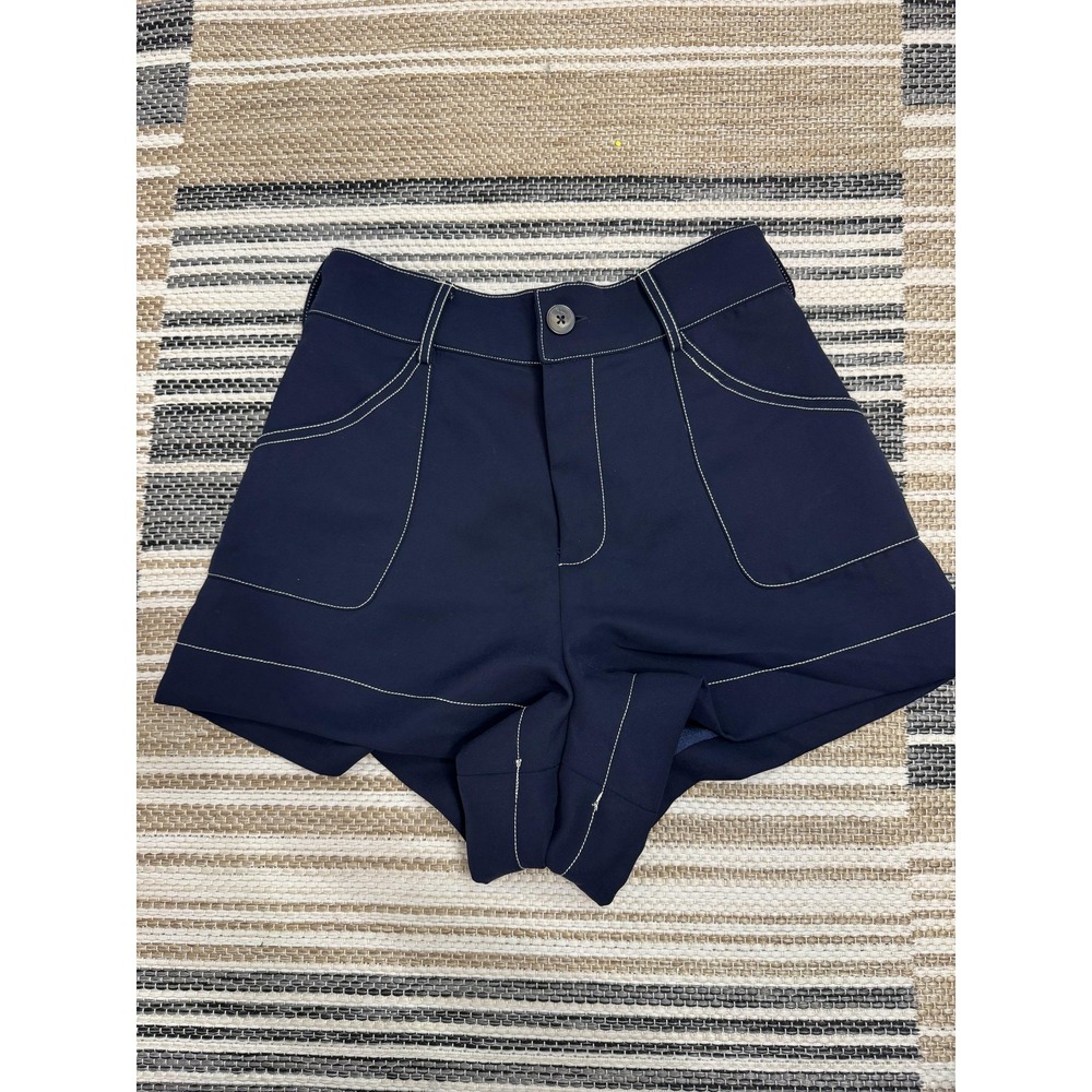 THML Shorts Women's XS Blue High Rise Contrast Stitching Elastic Waist Classic